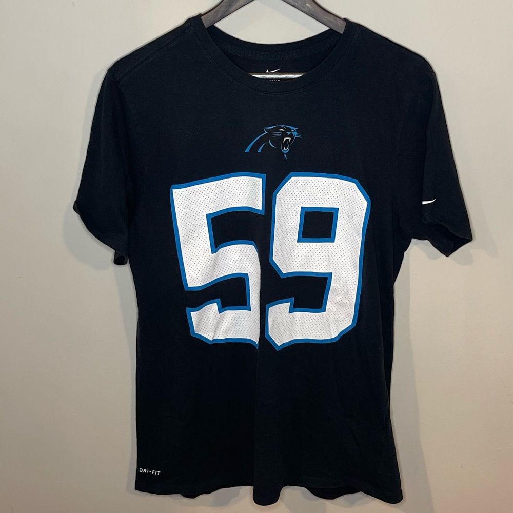 Luke Kuechly | Carolina Panthers | Black Nike Jersey T-Shirt | Size L